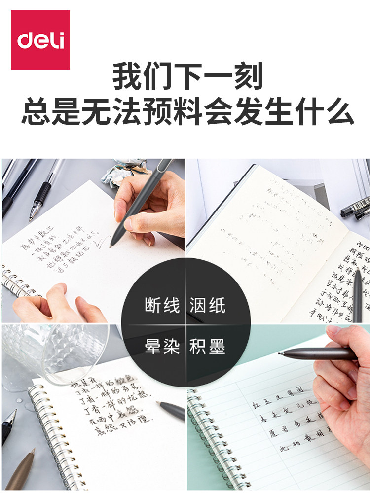 Deli Retractable Gel Pen Refill Bullet Tip Business Signature 0.5 Ultra-Smooth Red Blue Black Ink Press Pen Refill