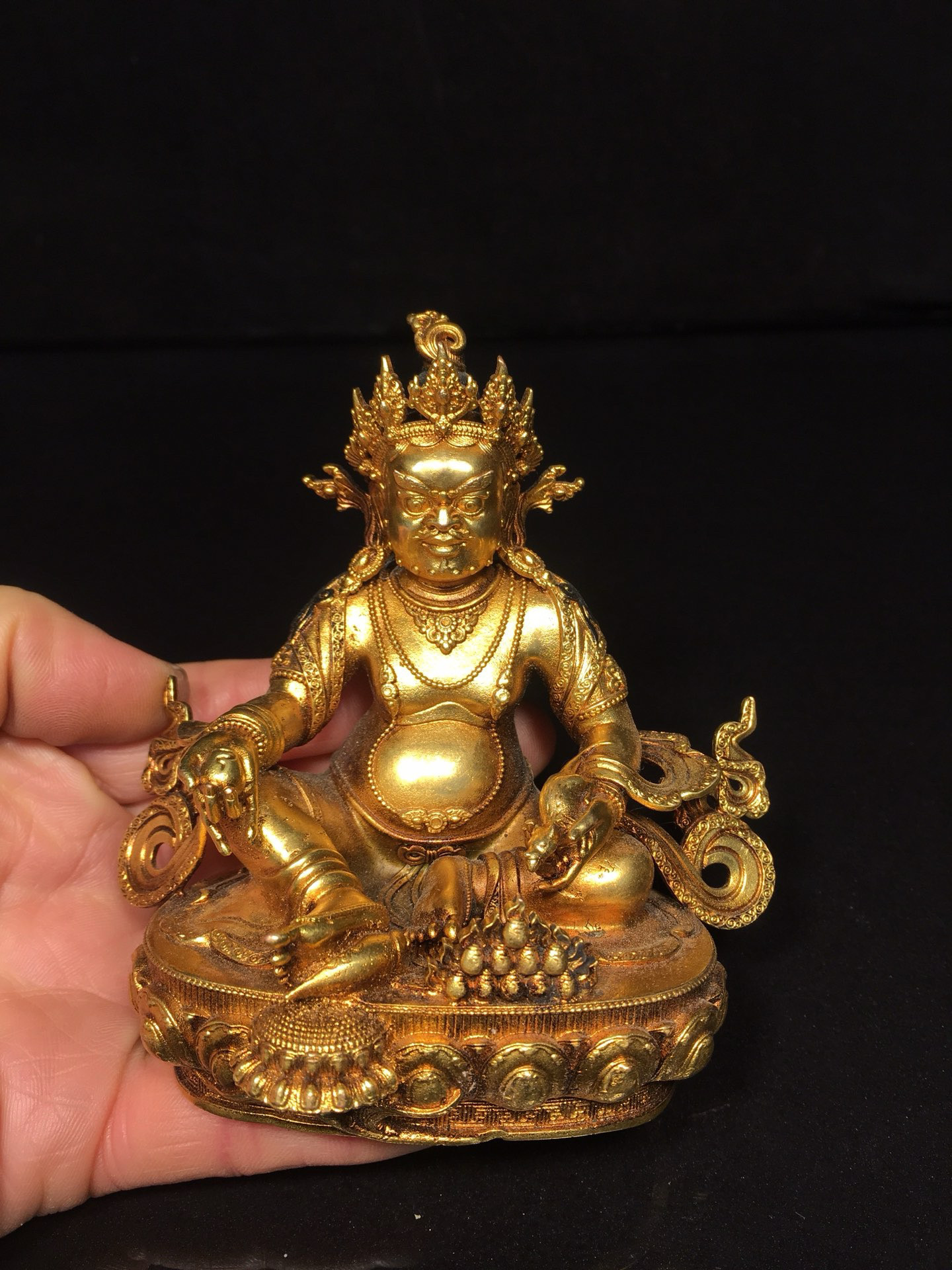 古董古玩铜器，清代鎏真金黄财神佛像