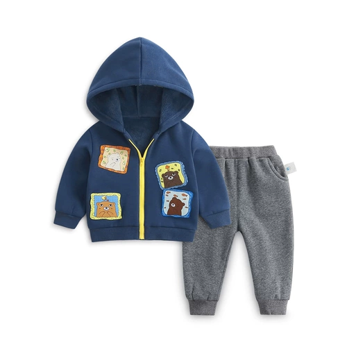 Детский пуховик подходит для мужчин и женщин, утепленная толстовка с капюшоном, комплект для раннего возраста, в западном стиле