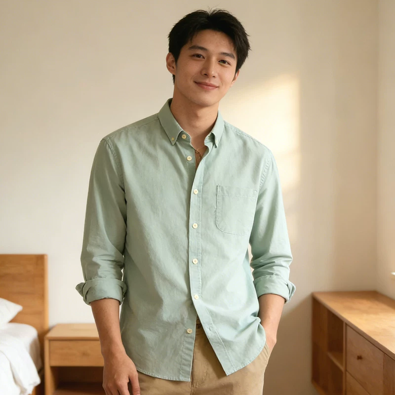 格慕施 Cotton men's shirt, plus size
