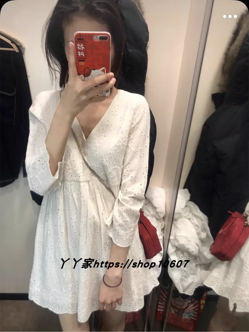 Sản phẩm mới của ZA 2018 đầm nữ thêu nơ cổ chữ V xuân hè 7521/124/712 7521124 - Sản phẩm HOT