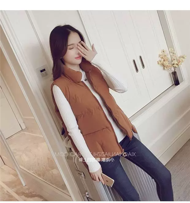 Mùa thu đông mới phiên bản Hàn Quốc mỏng manh màu tinh khiết ngắn áo vest nữ áo kiểu trung niên hàn quốc