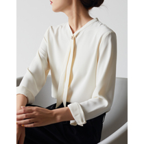 S AUTUMN elegance without Zhang YANG color v collar floating with snow-spinning shirt female professional l commuter jacket head blouse