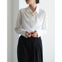 S AUTUMN white bamboo fiber cool feeling small gold button shirt woman loose and breathable thin style commuter blouse