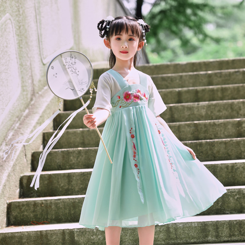 Children's ancient clothes super fairy ancient style girls' clothes Hanfu little girl princess fairy elegant and elegant Chinese style skirt summer