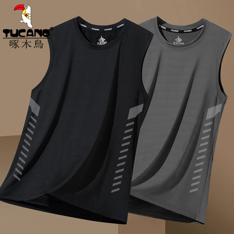 Woodpecker ice silk жилет мужской летний тонкий для бега, фитнеса, отдыха, спорта, свободная быстросохнущая футболка без рукавов