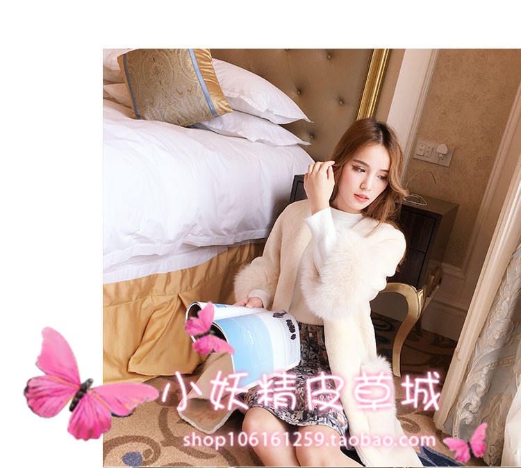 Mùa thu đông 2018 áo khoác lông mới của phụ nữ áo dài giả lông cáo lông cừu xòe cổ chữ V Hàn Quốc áo lông