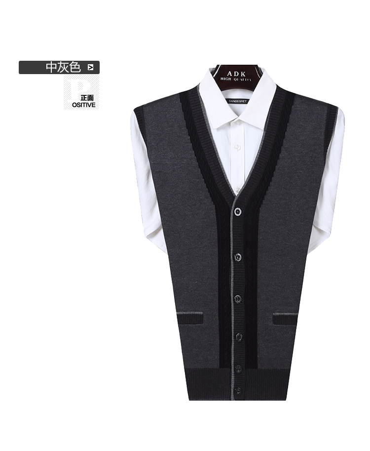 Bố mặc mùa thu và mùa đông mặc áo len nam vest nam đan kích thước lớn vest trung niên áo len nam vest công sở nam