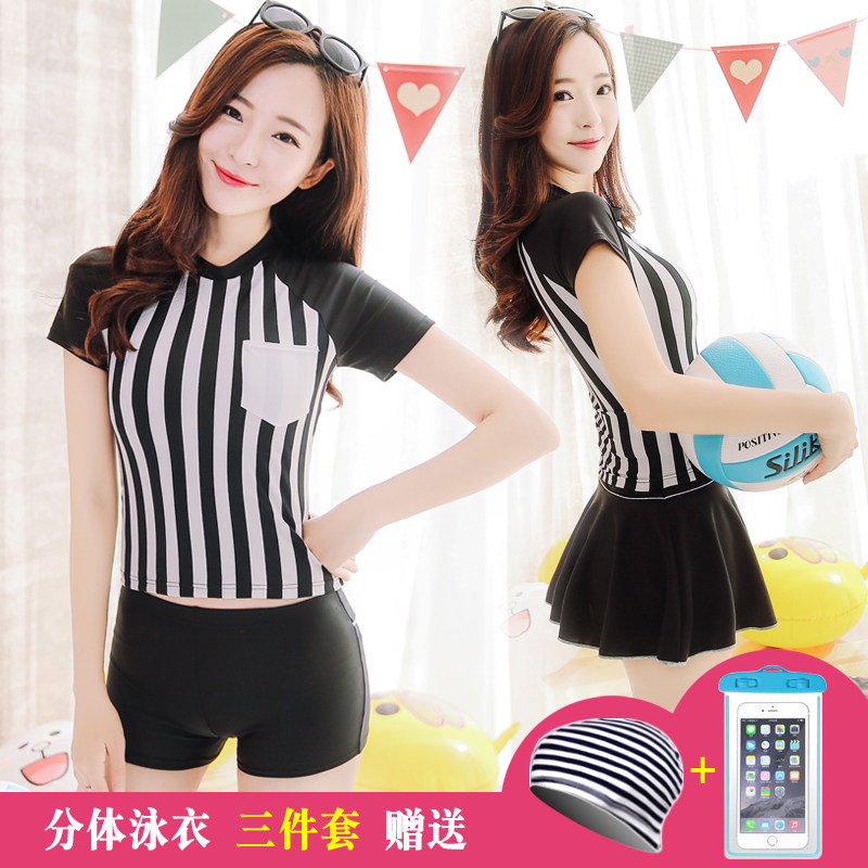 Swimsuit woman Three sets Korean spa small fragrant wind two-style dress style conservative Belly Girl Student Big Child Sports