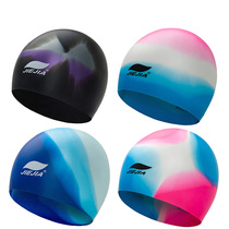  Silicone swimming cap Mens special solid color waterproof swimming cap Black adult swimming cap professional swimming equipment