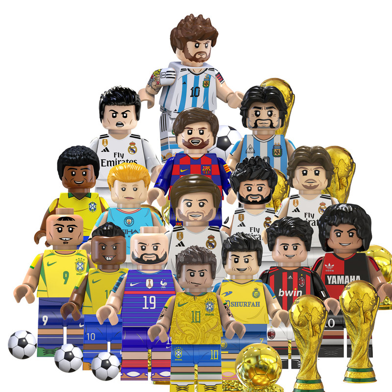 Compatible with Passion World Cup Tv6501 Messi, Pelé, Benzema Building Block Minifigure Toys Tv6502