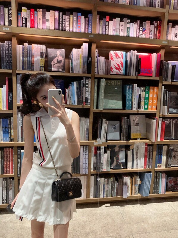 Tb Red, White, and Blue Striped Mercerized Cotton Vest, Old Money Style Women's Polo Collar Sleeveless Top, Casual Short-Sleeved Knitwear