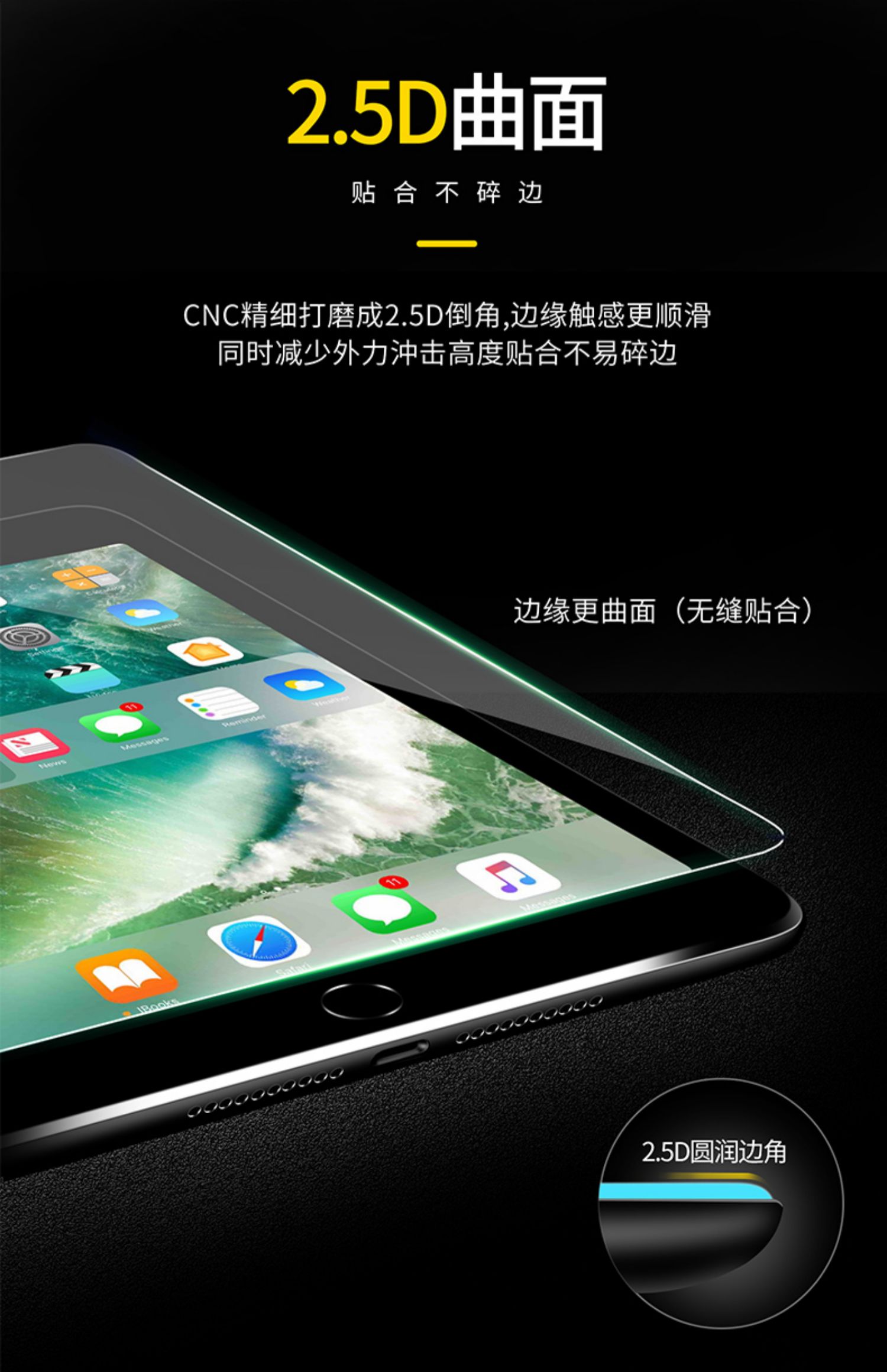 iPad air2 thép phim 2018 mới ipadmini4 / 3/1 inch của Apple iPadPro9.7 Pro11 / 12,9 / 10,5 độ toàn màn hình nhỏ viên thuốc chống phim màu xanh 6, Khoản 2017 - Phụ kiện máy tính bảng phụ kiện máy tính bảng