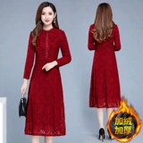 Кружевное утепленное зимнее модное платье, женская длинная юбка, коллекция 2021, облегающий крой, в корейском стиле