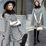 Плащ, шерстяное пальто, длинная осенняя куртка, накидка, средней длины, коллекция 2021, подходит для подростков