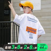 Mens clothing short sleeve T-shirt 2021 summer cotton children big fat boy boy white coat tide loose summer clothes