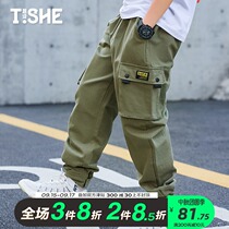 Boys overalls childrens clothing autumn large size fat Scout green hip hop spring and autumn loose Tide brand pants 12