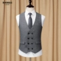 Mùa thu mới ngực đôi phù hợp với vest vest nam thời trang Hàn Quốc vest xám nam vest vest mỏng - Dệt kim Vest vest nam đẹp