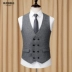 Mùa thu mới ngực đôi phù hợp với vest vest nam thời trang Hàn Quốc vest xám nam vest vest mỏng - Dệt kim Vest vest nam đẹp Dệt kim Vest