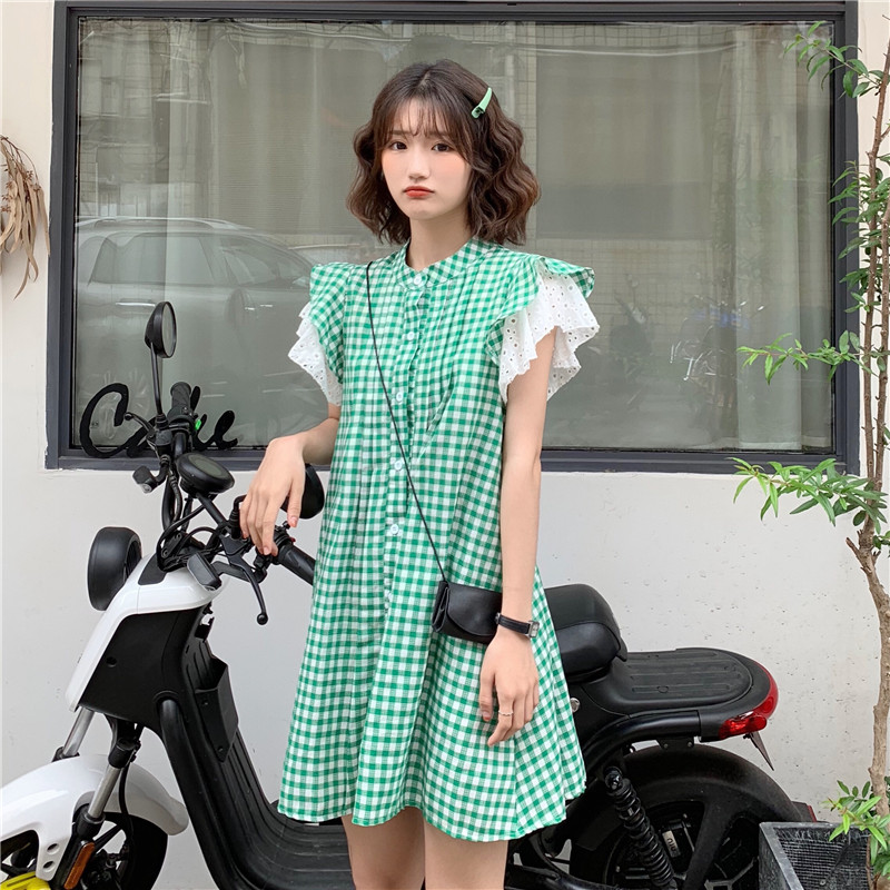 VK旗艦店 韓國風甜美寬鬆氣質娃娃裙短袖洋裝