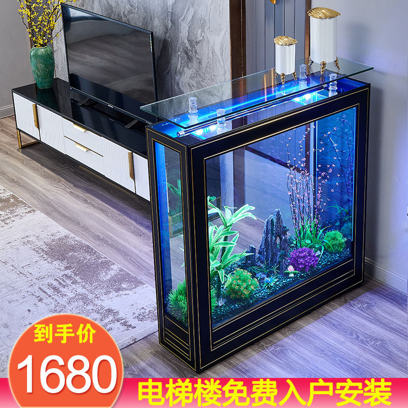 Living room household rectangular simple modern light luxury fish tank large and medium-sized glass aquarium ecological free water porch