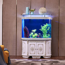 European-style living room household large medium-sized double round fish tank bottom filter glass aquarium ecological water-free 1 2
