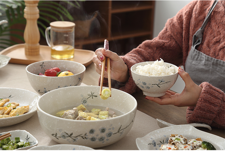 Bộ đồ ăn gia dụng Yatai theo phong cách Nhật Bản bằng tay gốm sứ bát phở bát tô bát đĩa bát đĩa bát đĩa món ăn kết hợp miễn phí - Đồ ăn tối đĩa dùng 1 lần
