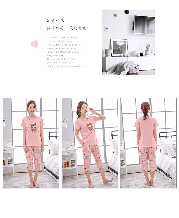 Bộ đồ ngủ nữ mùa hè cotton ngắn tay Hàn Quốc Bộ đồ mỏng dễ thương Quần nhà Dịch vụ mùa hè Học sinh hai mảnh đặt mùa xuân thời trang hè 2021