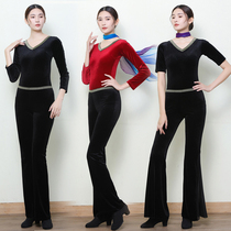 New Gold Velvet Body Training Clothing Women Elegant Tutor Etiquette Training Walking Show Dance Practice Suits