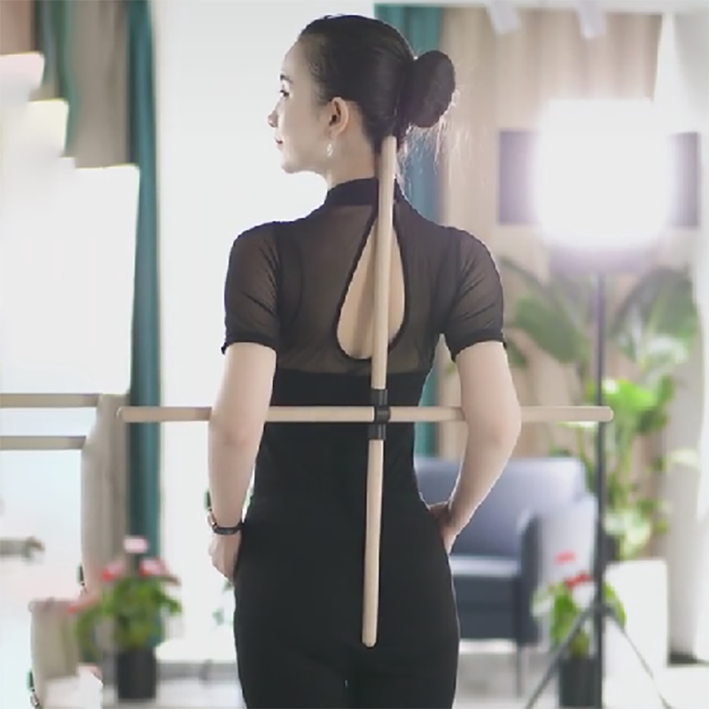 Body stick wooden stick open shoulder open back artifact body stick standing posture hunchback correction cross yoga stick training stick