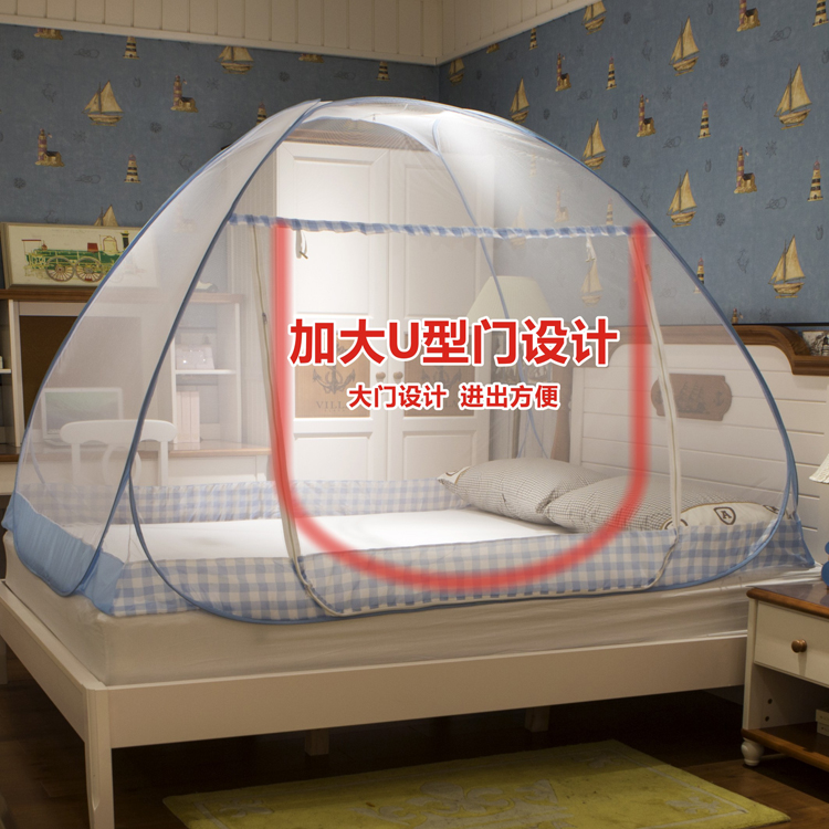 Miễn phí cài đặt muỗi net 1.2 m ký túc xá gấp yurt 1.5 đôi cửa dây kéo 1.8 2.0 m khăn trải giường đôi nhà