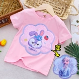 Футболка с коротким рукавом, детские мультяшные блестки для ногтей