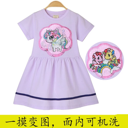 Блестки для ногтей, платье, летняя одежда, детский наряд маленькой принцессы, новая коллекция, короткий рукав, «Холодное сердце»