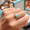 Natural seaweed stone ring with 925 silver inlay, adjustable mouth, diverse hair styles