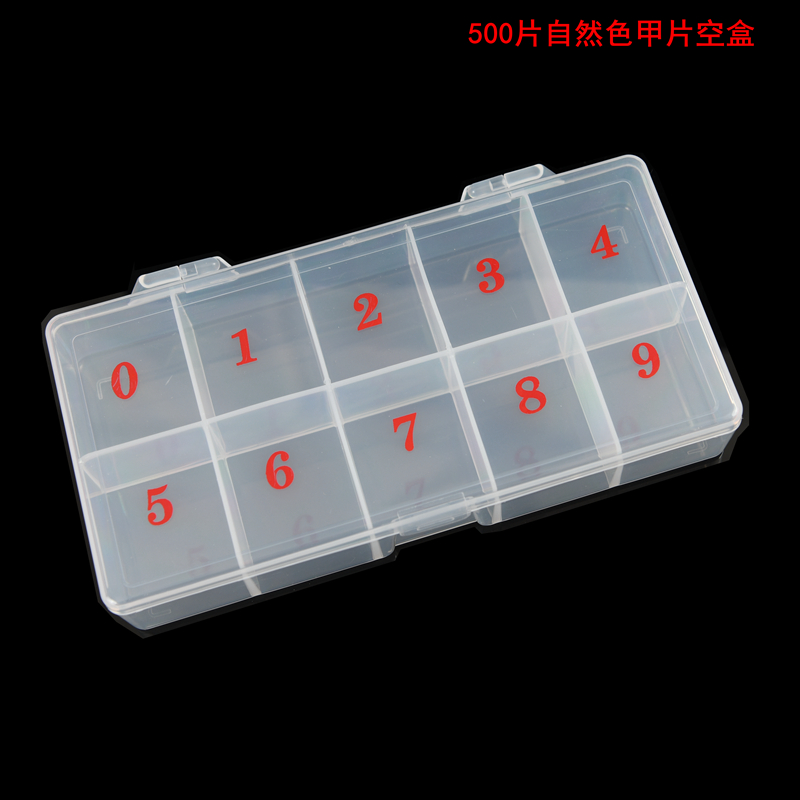 Dụng cụ làm móng tay 1000 500 miếng hộp trong suốt hộp trong suốt Hộp rỗng Một mảnh hộp lưu trữ 10 lưới dũa opi