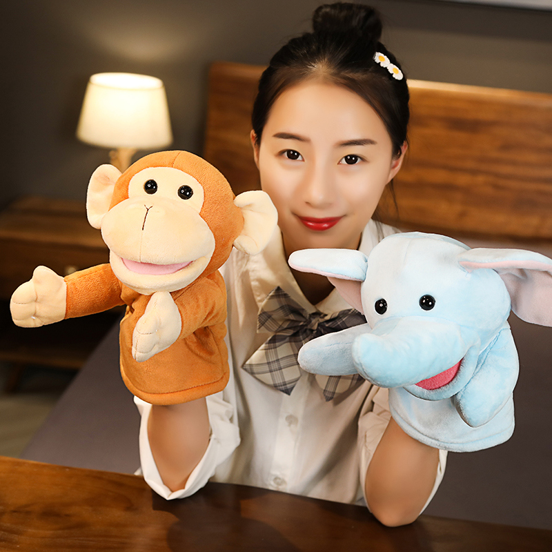 Cute plush toy hand puppet mouth able to animate the animal cover and tell the story doll theater performance desk props-Taobao