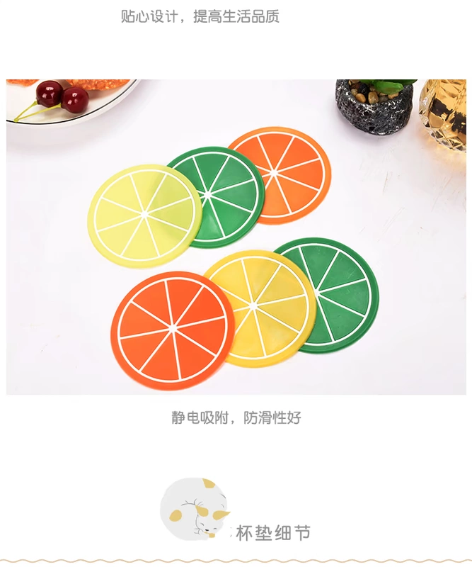 Chống thấm và cách nhiệt chống trượt coaster hấp thụ bàn mat tròn silicone Bắc Âu sáng tạo đơn giản trái cây gia đình cốc mat bình giữ nhiệt lock&lock 1000ml