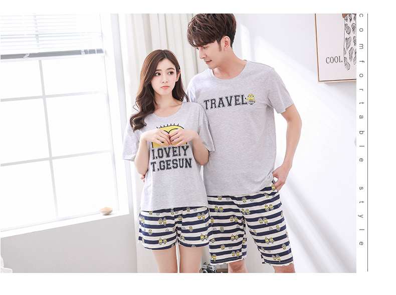 Ý Dalai mùa hè vài đồ ngủ ngắn tay quần short hai mảnh mùa hè dễ thương phim hoạt hình nam giới và phụ nữ dịch vụ nhà phù hợp với bộ đồ khủng long