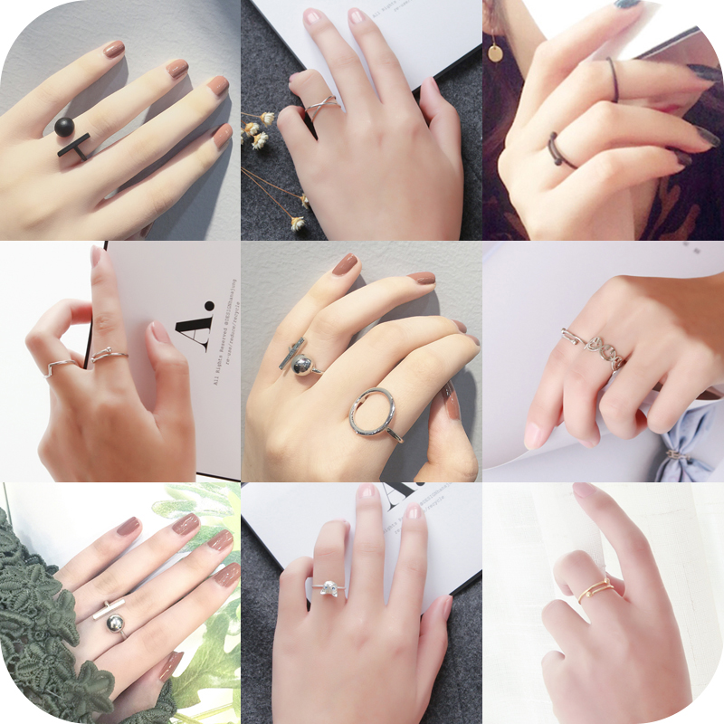 South Korean ornament minimalist ring female food finger joint opening ring Japan-South Korea Teochew student personality tail ring small finger