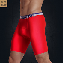 Ice Wire Running Briefs Mens Life Red Anti-Wear Leg Training Tight Fit Speed Dry Breathable Professional Sports Lengthened Flat Corner