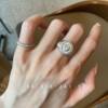 Holiday in South France~Heavy industry eight-pointed star shield ring light luxury high-end niche design open ring