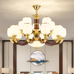 New Chinese-Style Living Room Lamp, Villa Large Chandelier, Main Hall Lamp, Ultra-Bright Bedroom Lamp, High-End Minimalist Vintage Zhongshan Lighting Fixtures