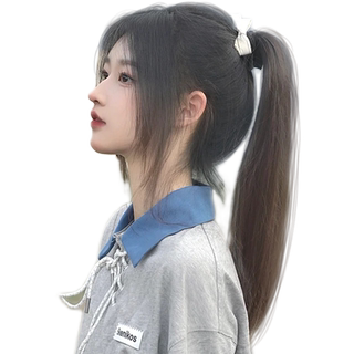 超轻低马尾假发女长直发蓬松自然抓夹绑带式高中长发辫子少量抓夹