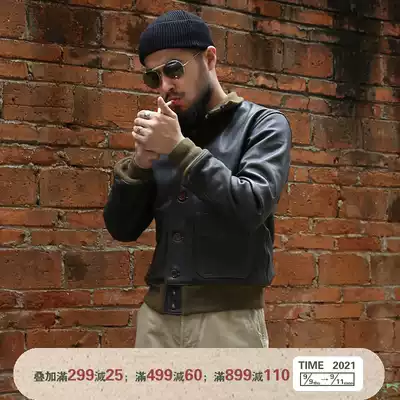 Vicious Dog BRONSON Plant Tanned Goatskin A- 1 Flying Jacket A2 A- 2 Men Real Leather Jacket Jacket Jacket Vintage