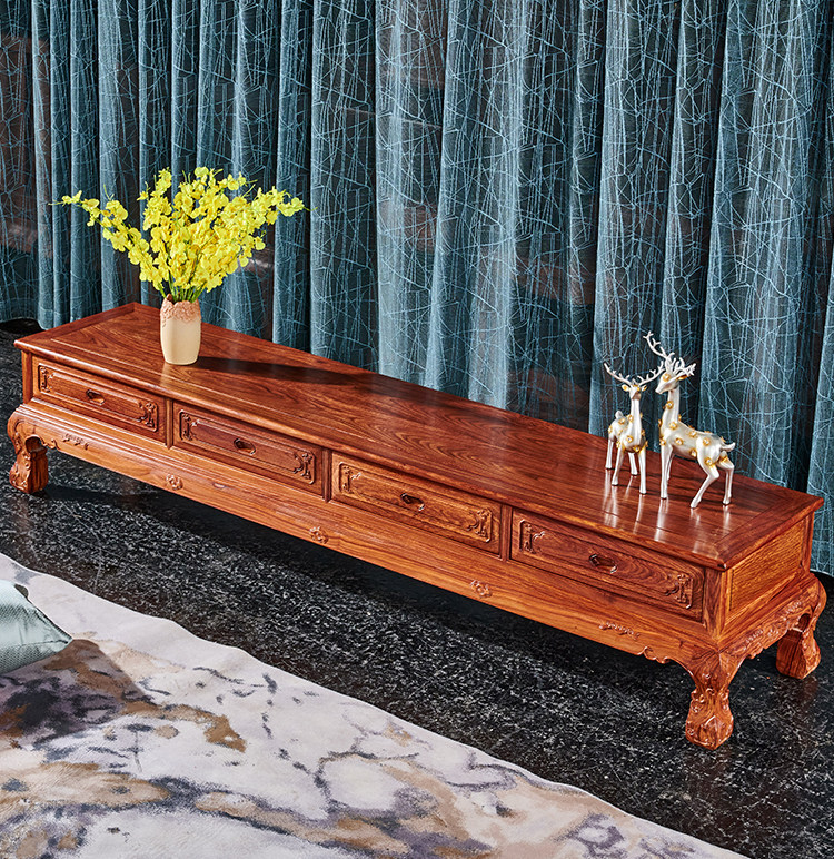 Red Wood TV Cabinet Tinged Hedgehog Purple Sandalwood Pure Solid Wood Four Pumping Whole of storage TV cabinet Living room Wooden Bedroom Ground Cabinet