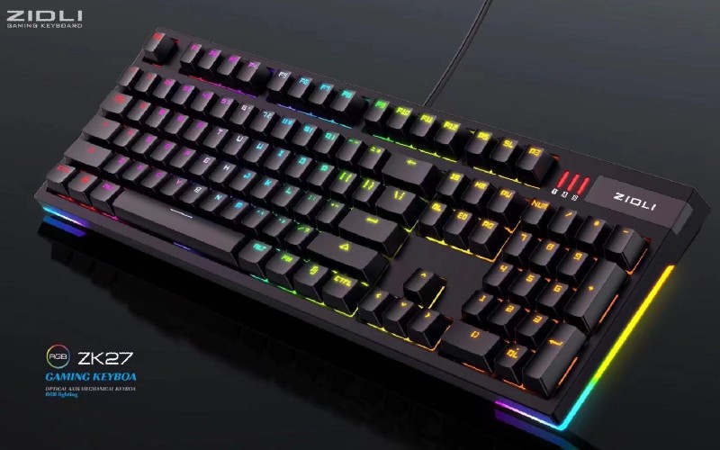 ZIDLI Magnetic Power ZK27 Mesh Cafe Eat Chicken Game Red Shaft Silent Mechanical Keyboard RGB Dazzling Light Waterproof Dust Resistant