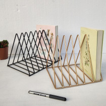 Nordic desktop simple wrought iron file rack office desk File frame newspaper clip triangle book stand storage box