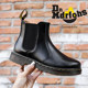 2976 Chelsea boots women's black sleeve short boots DR Martin boots chimney elastic band slip-on autumn leather boots one-legged