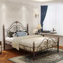 Nordic light luxury wrought iron bed Modern simple retro princess bed Net red bed and breakfast double bed Apartment European-style iron frame bed