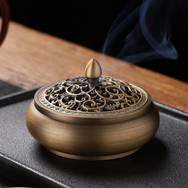 Copper incense plug-in incense burner mini household incense burner base ornaments handmade agarice tea incense burner tea room small incense burner
